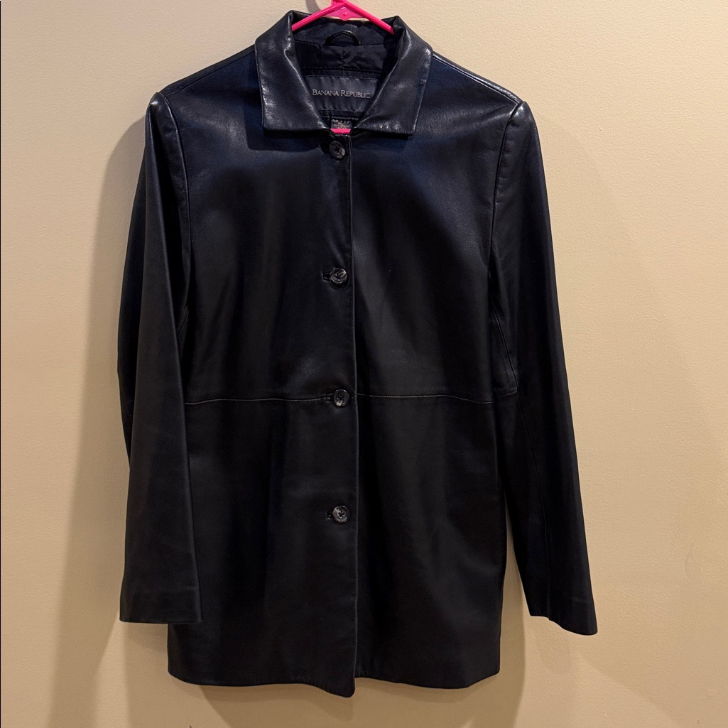 Vintage Banana Republic Genuine Leather Jacket Black Butter Soft Size Medium